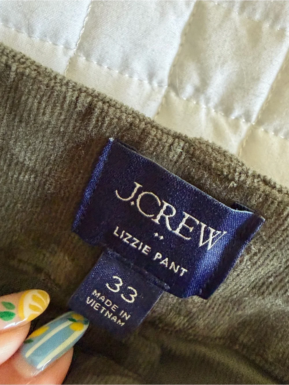 J. Crew Olive Green Corduroy Wide-Leg Pants